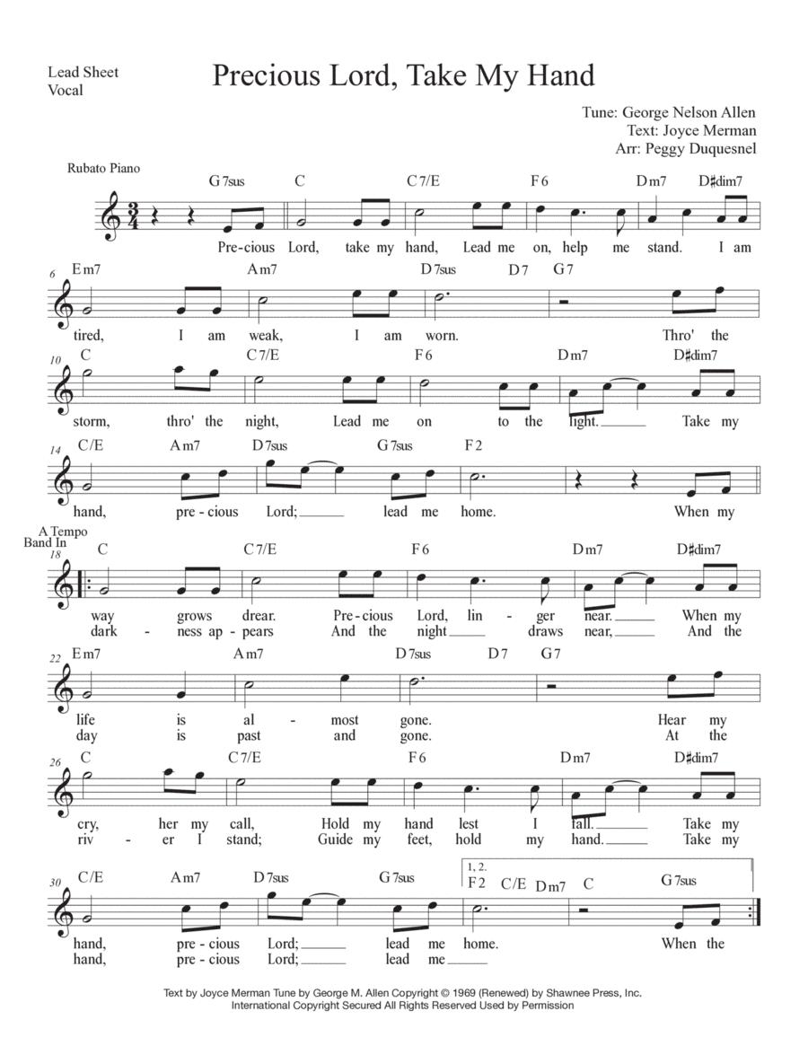 Precious Lord Take My Hand (arr. Peggy Duquesnel)