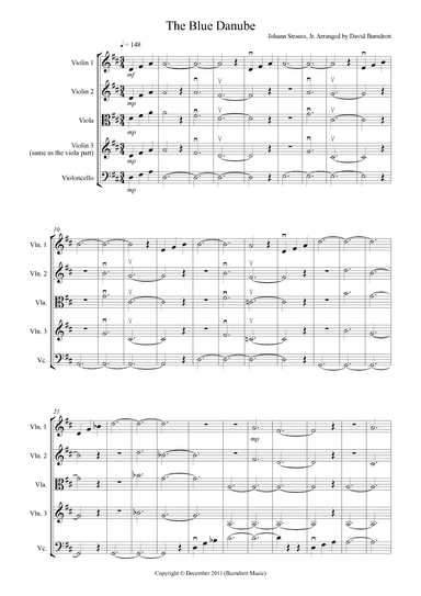 The Blue Danube for String Quartet (arr. David Burndrett)