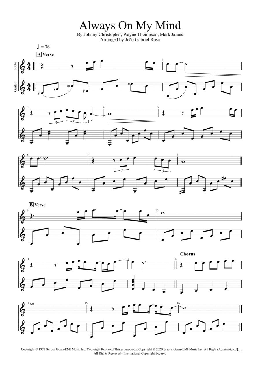 Always On My Mind (arr. João Gabriel Rosa)