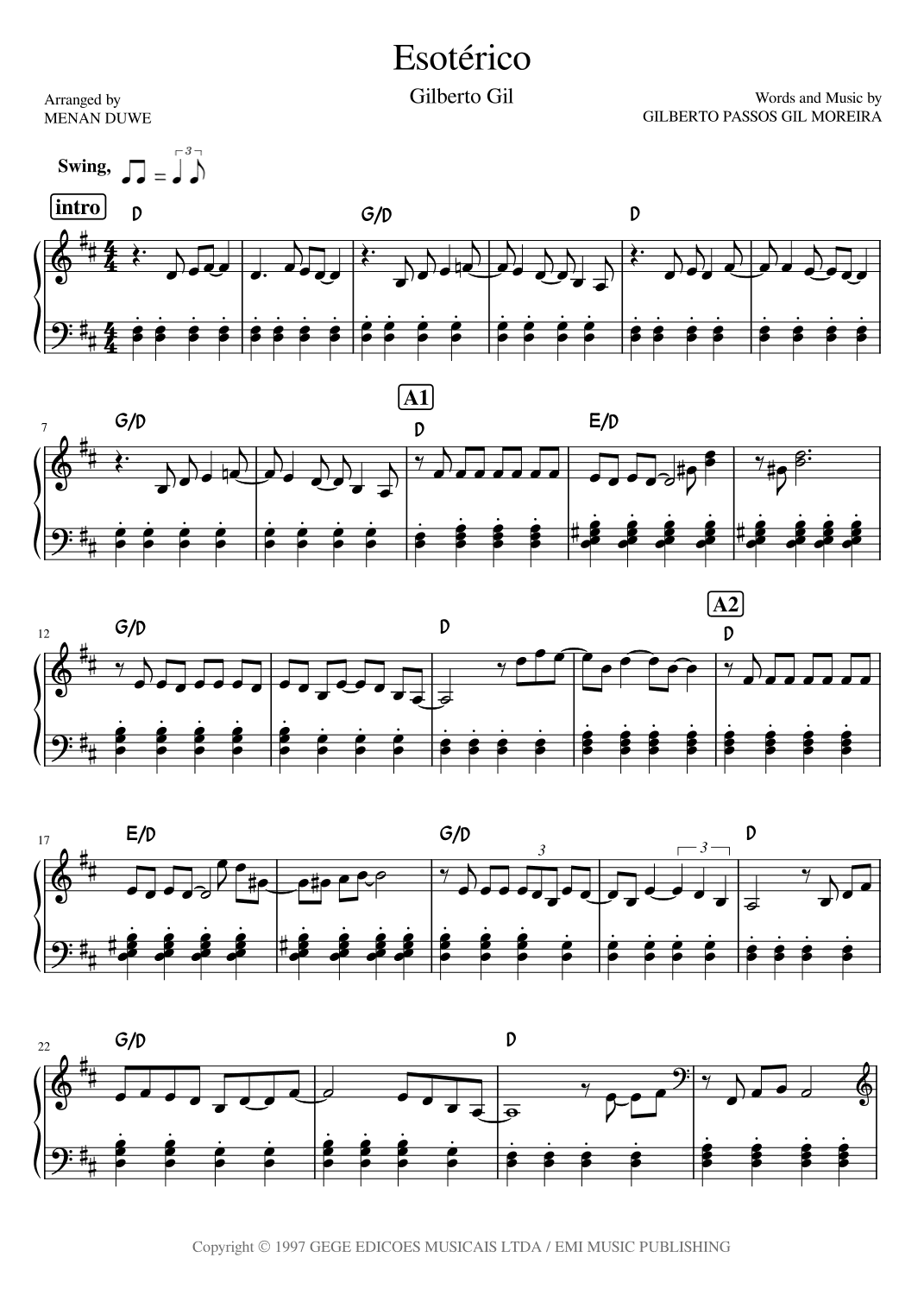 Esoterico (arr. Menan Duwe)