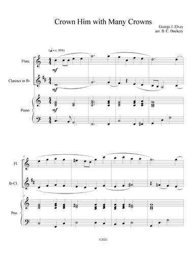 Crown Him with Many Crowns (Flute and Clarinet Duet with Piano Accompaniment) (arr. B. C. Dockery)