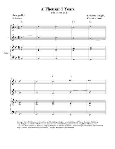 A Thousand Years (arr. Jo Araujo)