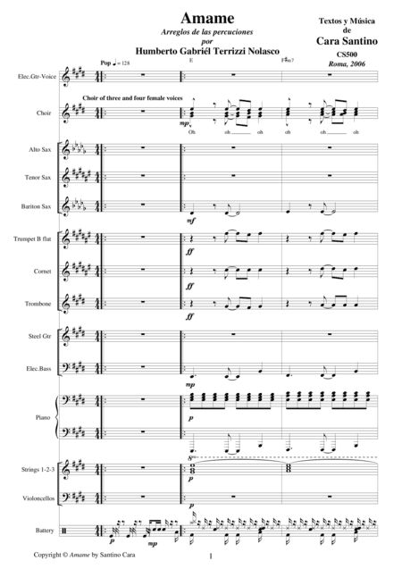 Amame - Pop - Voice and orchestra ensemble