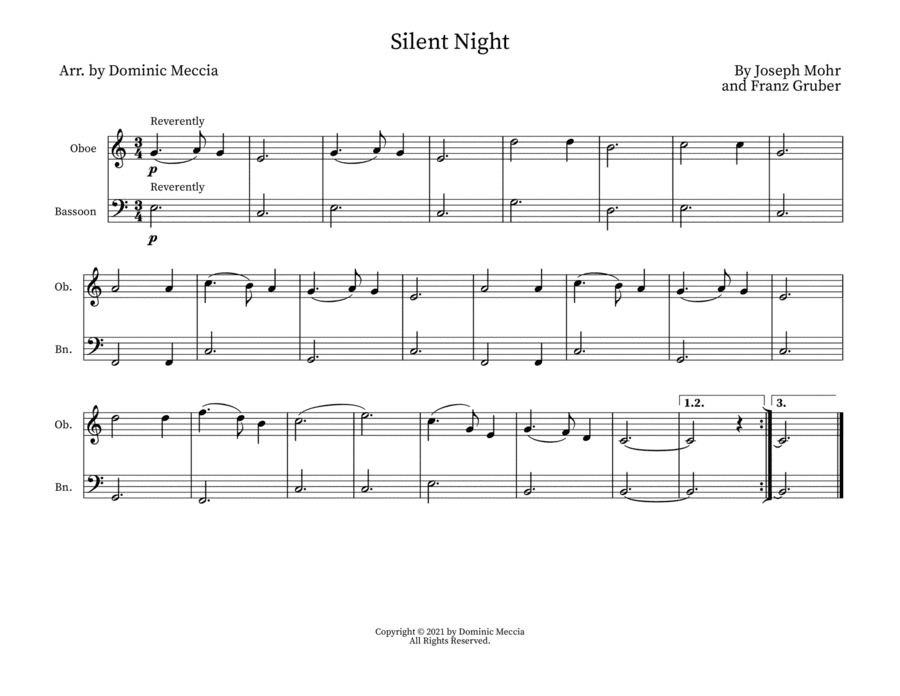 Silent Night- Oboe and Bassoon Duet (arr. Dominic Meccia)