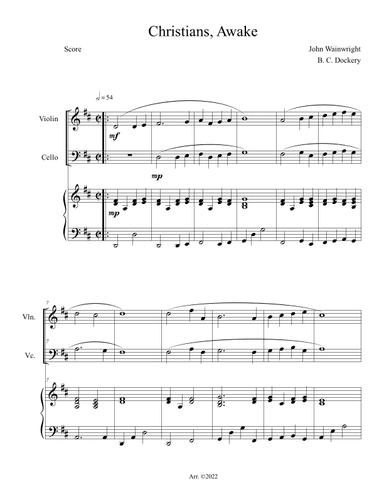 Christians Awake (Violin and Cello Duet with Piano Accompaniment) (arr. B. C. Dockery)