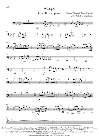 Adagio In Sol Minore (adagio In G Minor) (arr. Volodymyr Kotliarov)