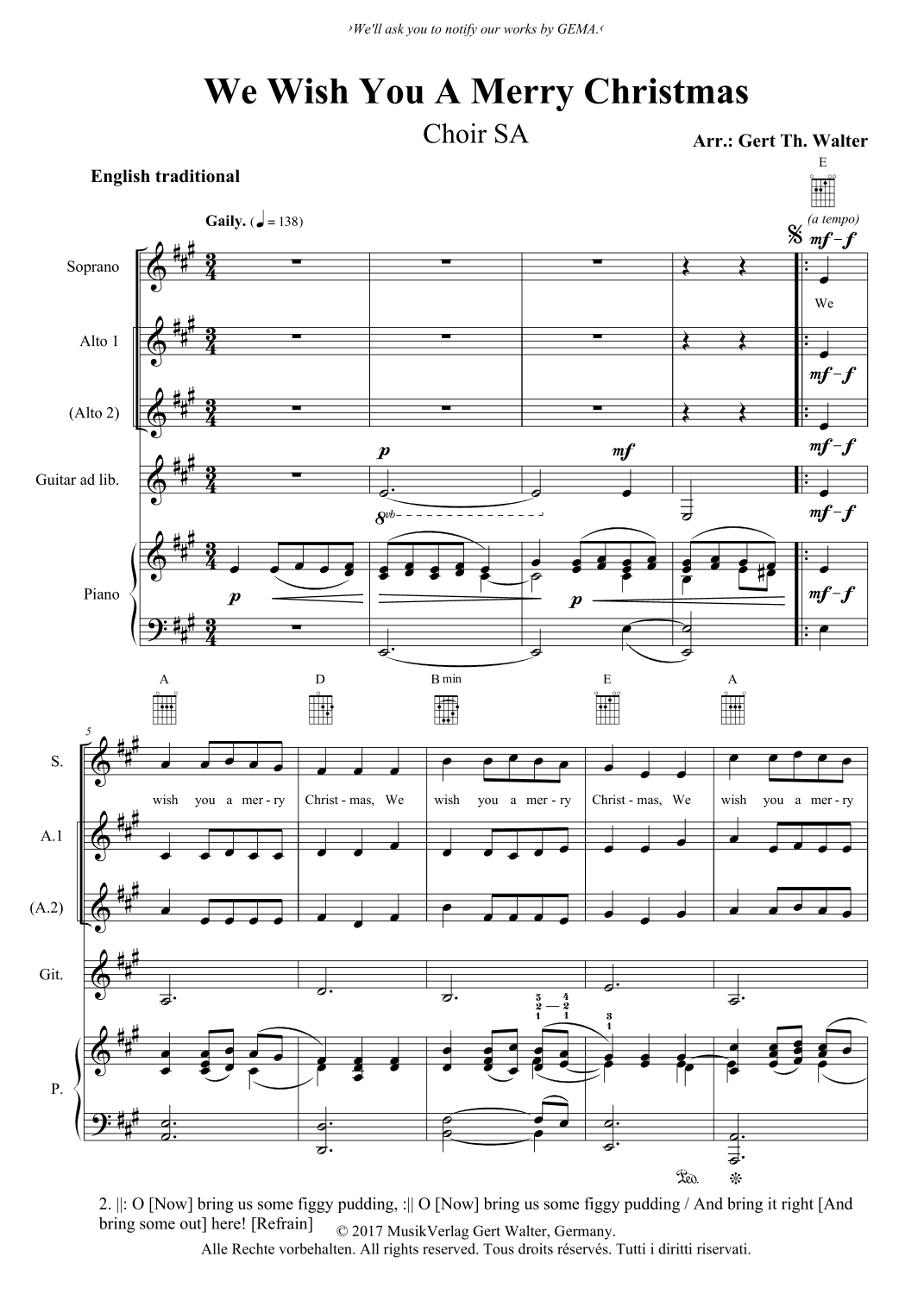 We Wish You A Merry Christmas (arr. Gert Th. Walter)