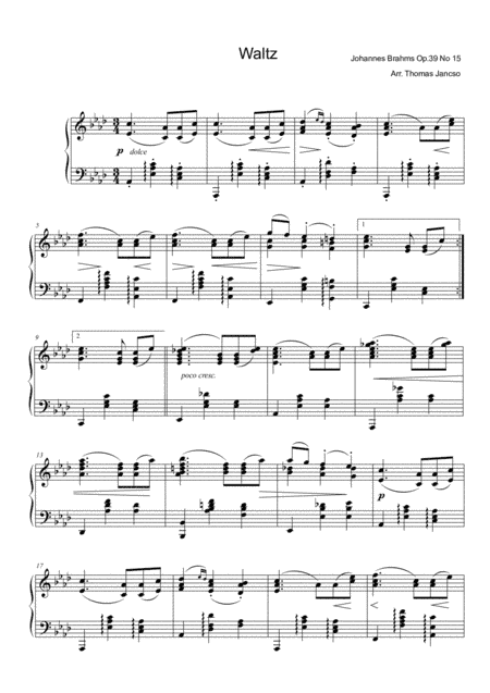 Brahms Waltz Op. 39 No 15 (arr. Thomas Jancso)