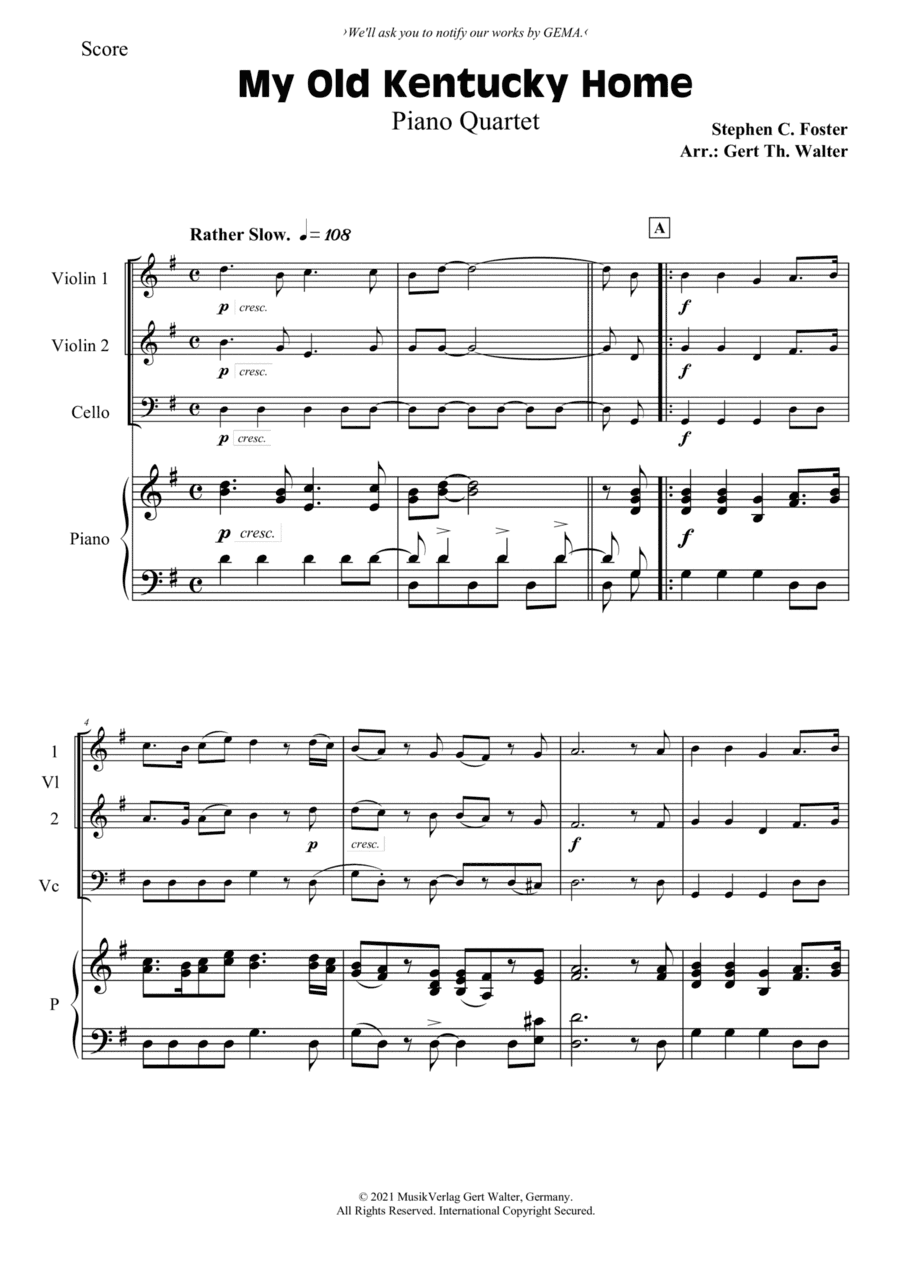 My Old Kentucky Home (arr. Gert Th. Walter)