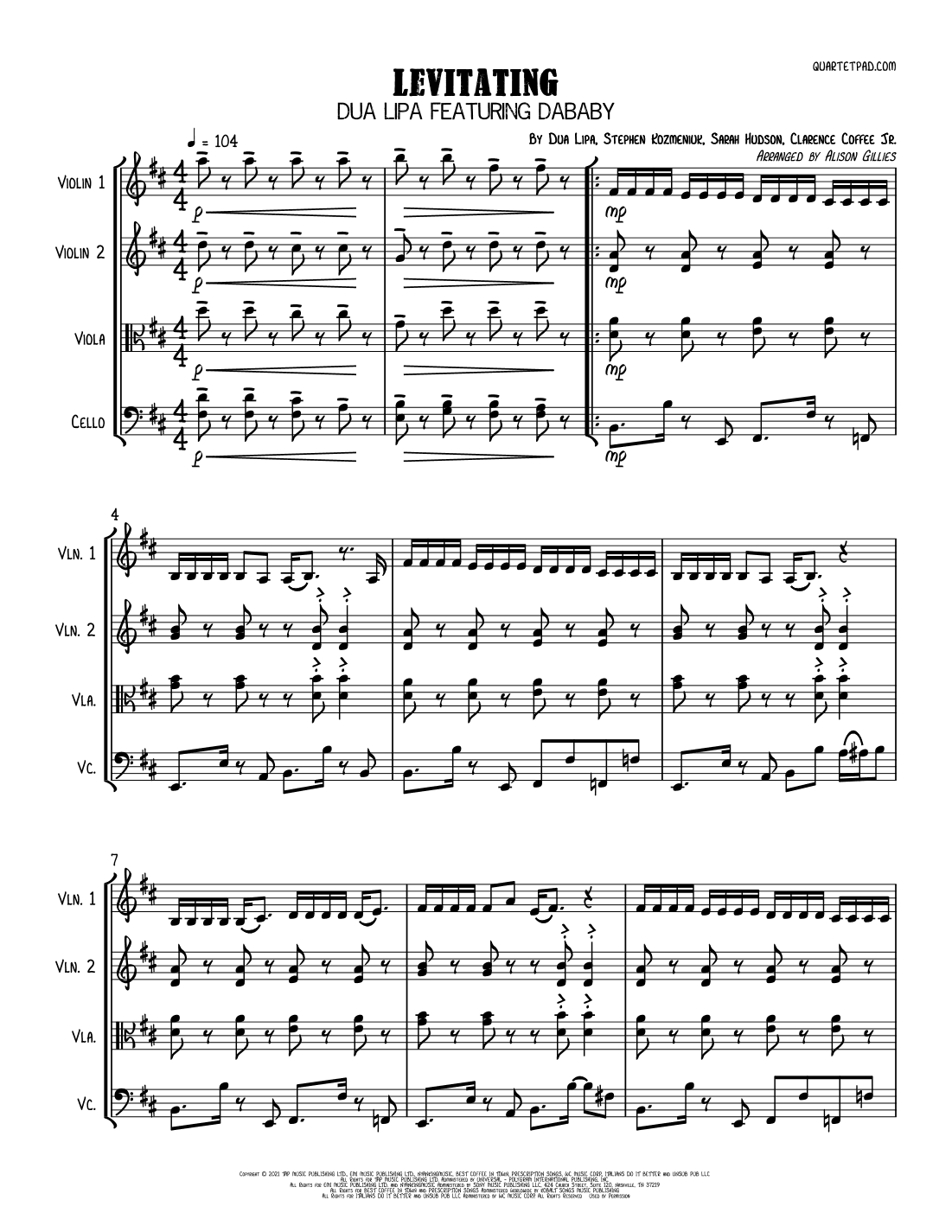 Levitating (arr. Alison Gillies)