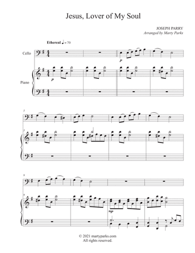Jesus, Lover of My Soul (Cello-Piano) (arr. Marty Parks)