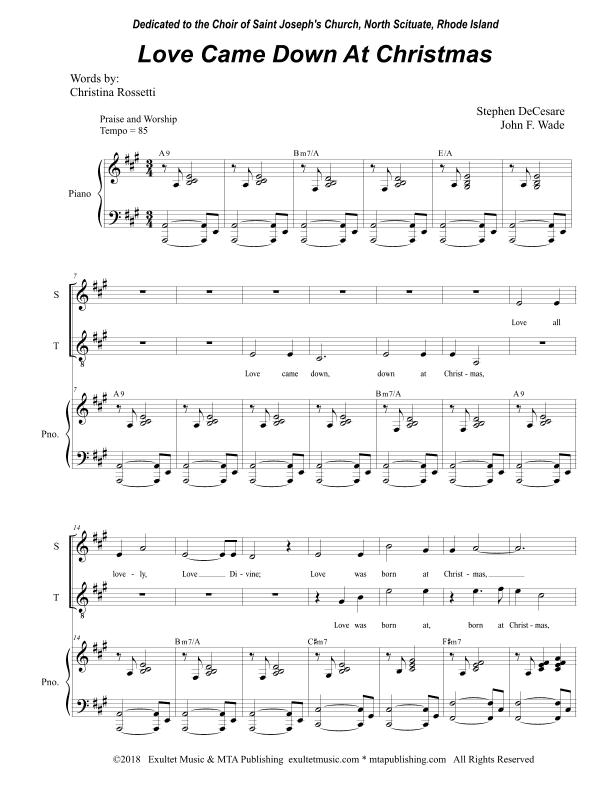 Love Came Down At Christmas (Duet for Soprano and Tenor Solo)