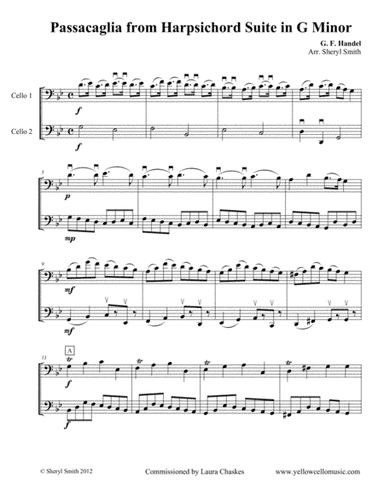 Passacaglia in G Minor Arranged for Two Cellos (cello duet, cello duo) (arr. Yellow Cello Music)