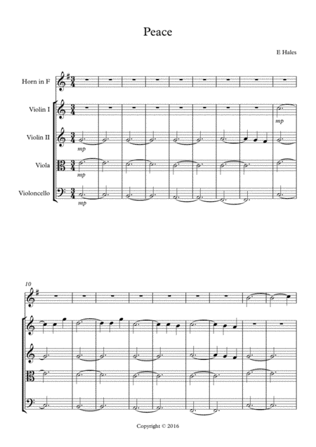 Peace for French Horn and String Ensemble