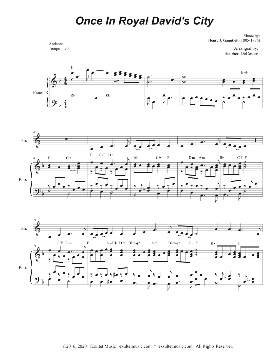 Once In Royal David's City (French Horn solo and Piano) (arr. Stephen DeCesare)