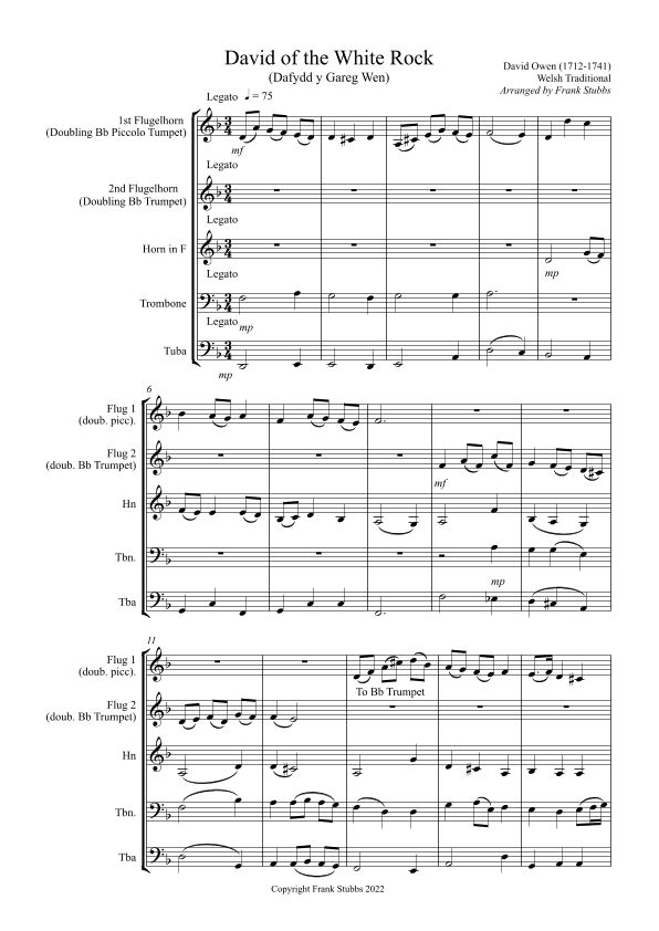 David of the White Rock (arr. Frank Stubbs)