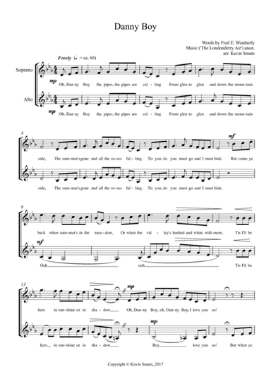 Danny Boy (Duet for Soprano and Alto Singers) (arr. Kevin Smuts)