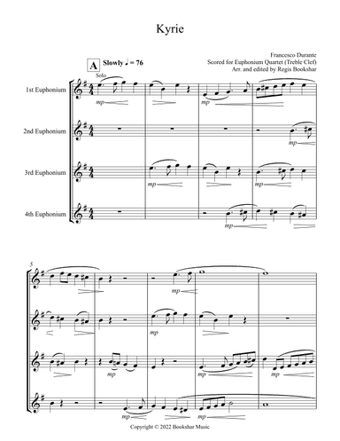 Kyrie (Durante) (Euphonium Quartet - Treble Clef) (arr. Regis Bookshar)