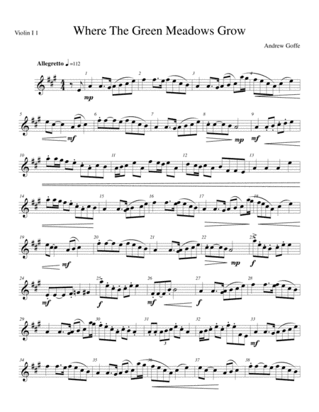 Where The Green Meadows Grow - Violin 1-1 - Part