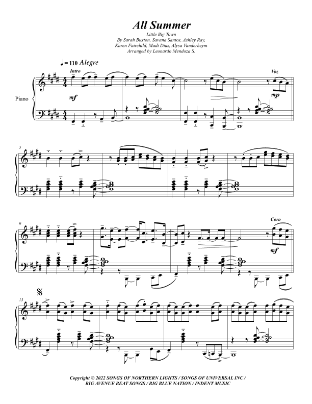 All Summer (arr. Leonardo Mendoza S.)