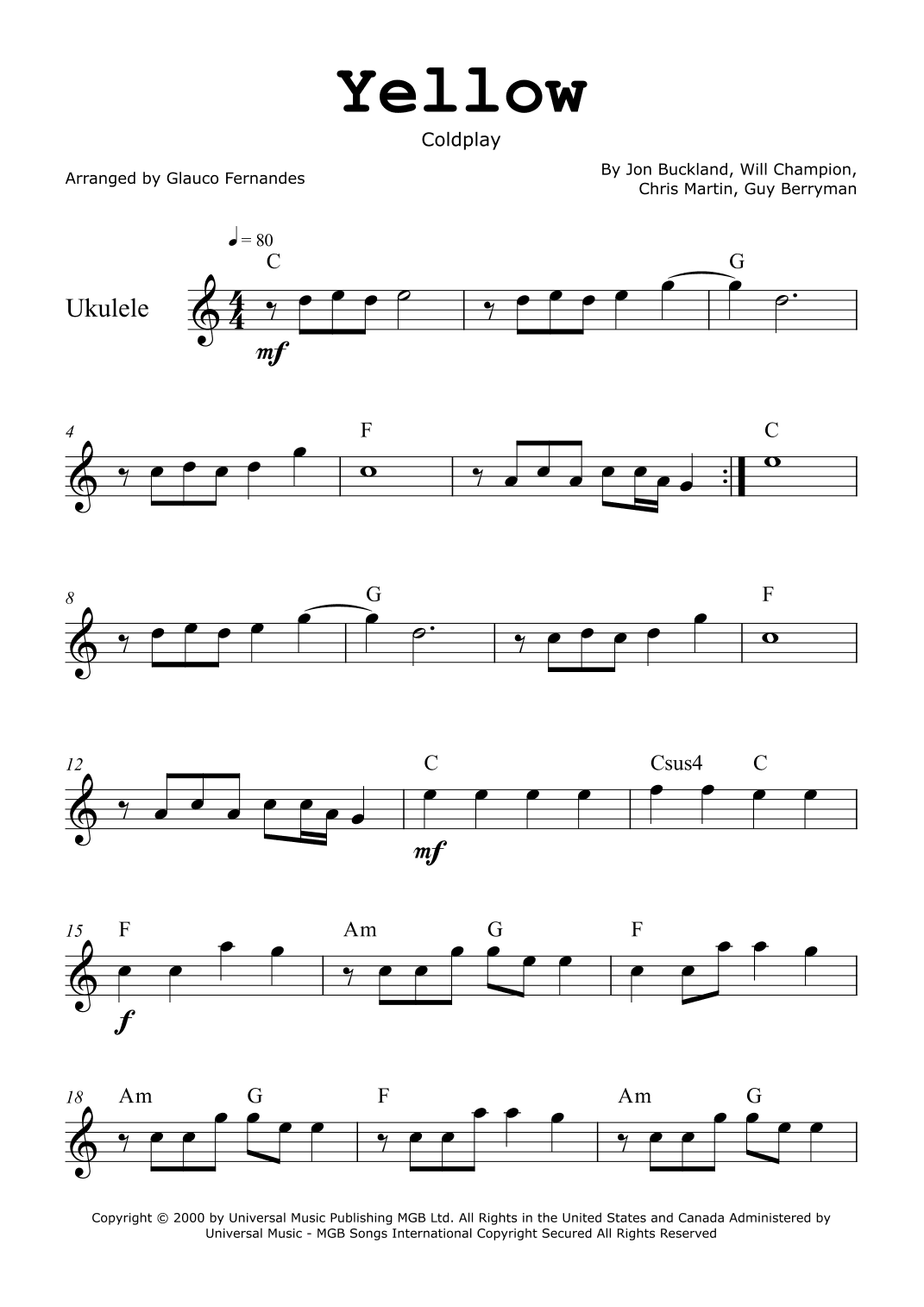 Yellow (arr. Glauco Fernandes)