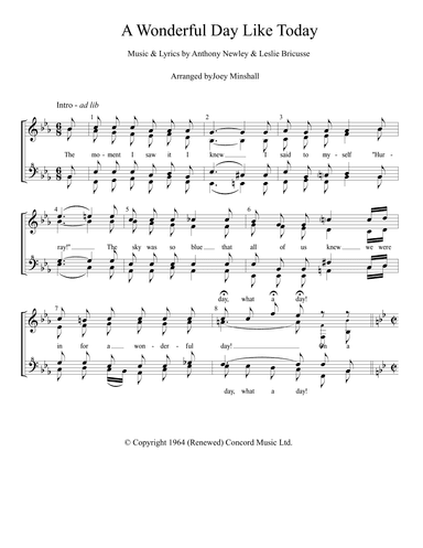 A Wonderful Day Like Today (arr. Joey Minshall)