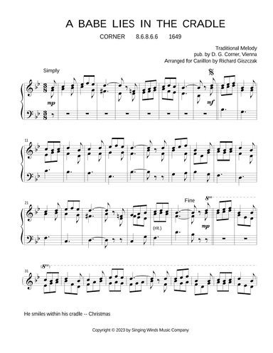 A Babe Lies in the Cradle  (CORNER) (arr. Richard Giszczak)