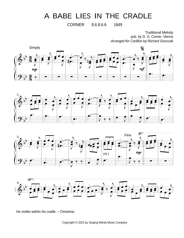 A Babe Lies in the Cradle  (CORNER) (arr. Richard Giszczak)