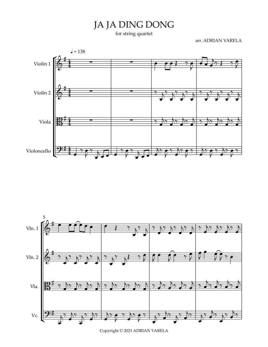 Ja Ja Ding Dong (arr. Adrian Varela)