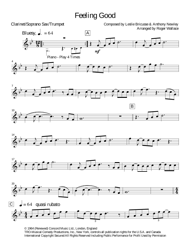 Feeling Good (arr. Roger Wallace)
