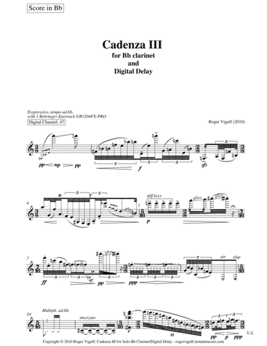 Cadenza III for Slo Clarinet