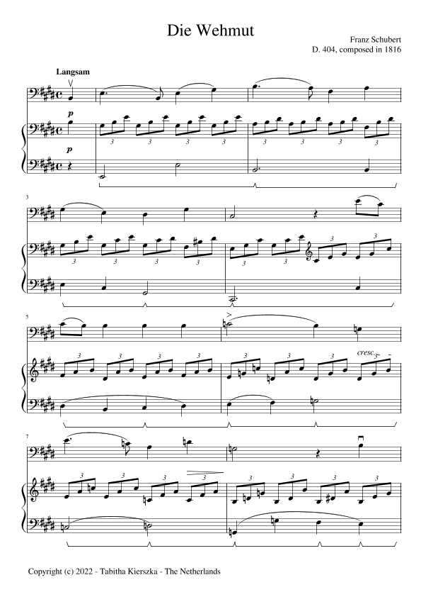 Die Wehmut, D. 404 (arr. Tabitha Kierszka)