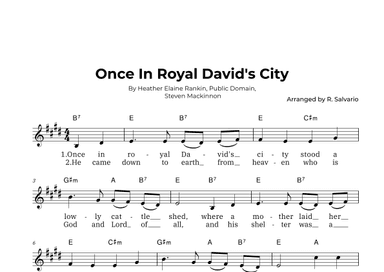 Once In Royal David's City (Key of E Major) (arr. R. Salvario)