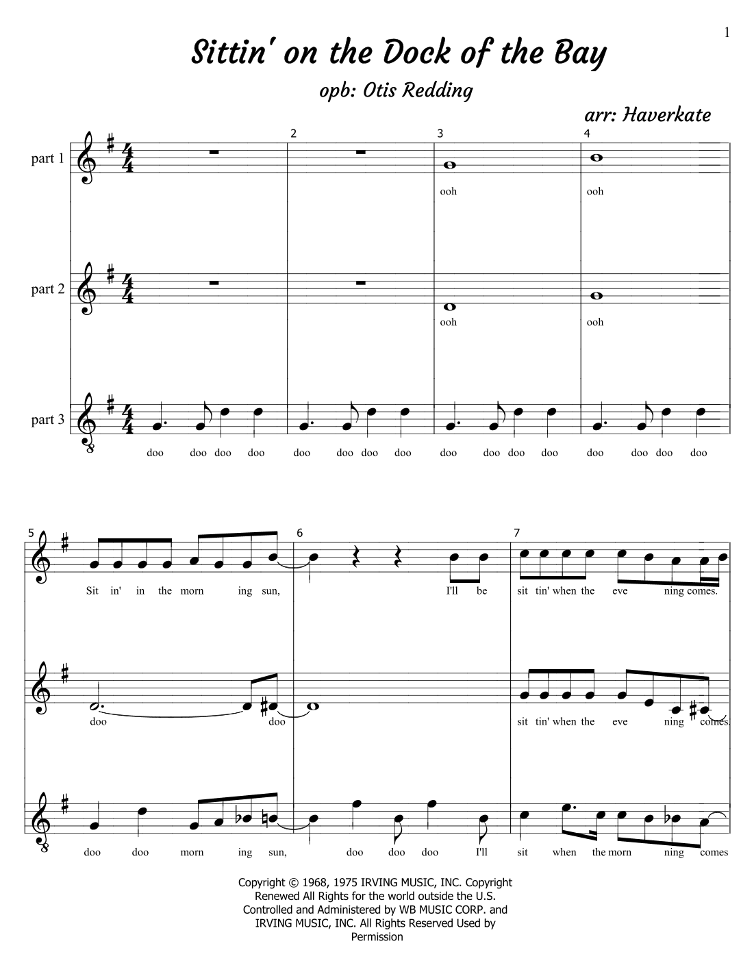 (sittin' On) The Dock Of The Bay (arr. Brian Haverkate)