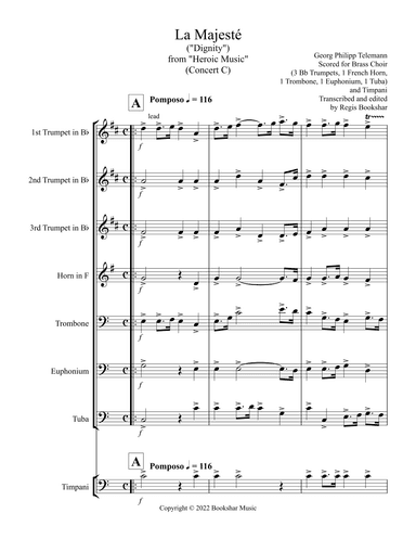 La Majeste (from "Heroic Music") (C) (Brass Choir - 3 Trp, 1 Hrn, 1 Trb, 1 Euph, 1 Tuba, Timp) (arr. Regis Bookshar)