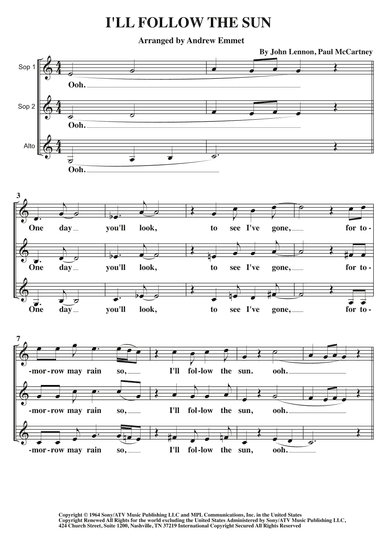 I'll Follow The Sun (arr. Andrew Emmet)