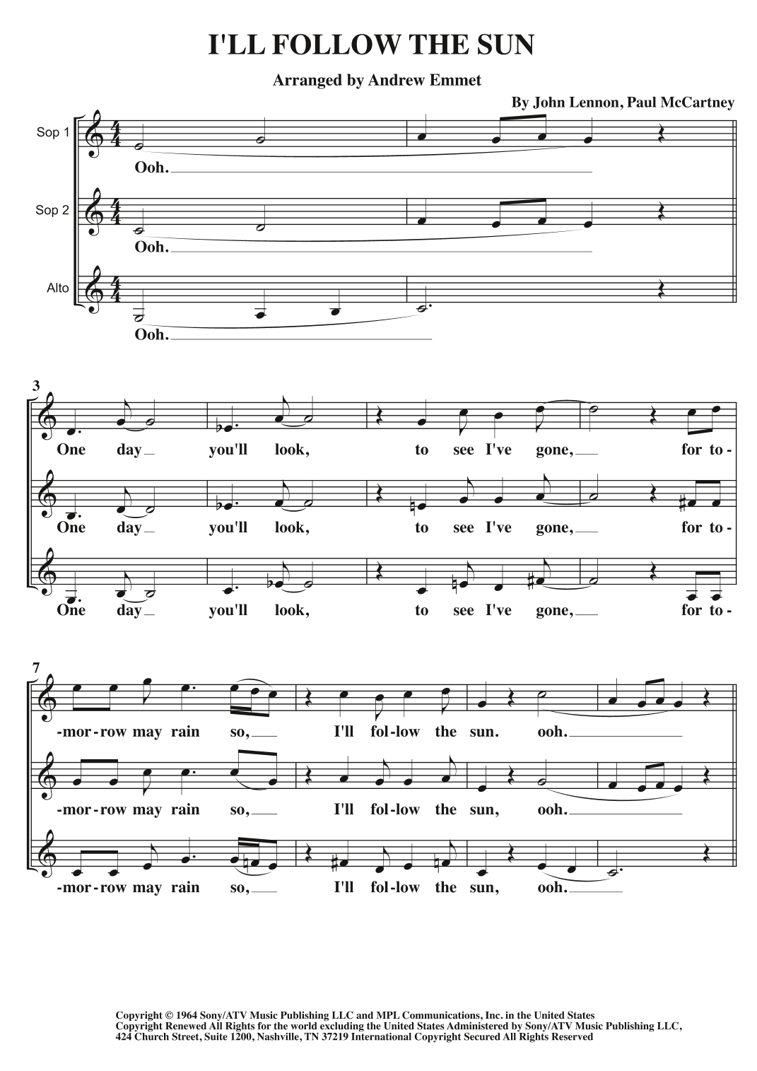 I'll Follow The Sun (arr. Andrew Emmet)