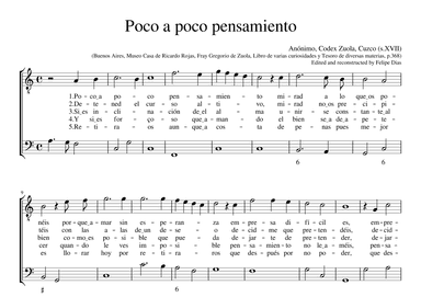 Poco a poco pensamiento (arr. Early Music Scores)