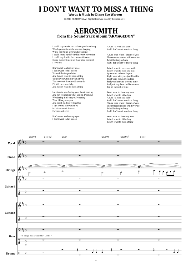 I Don't Want To Miss A Thing (arr. from68)