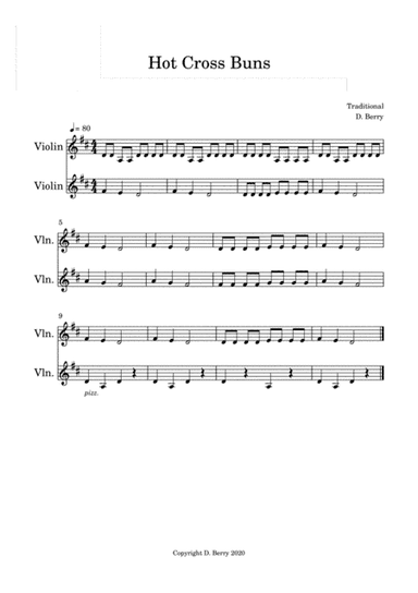 Hot Cross Buns (Easy Violin Duet) (arr. D. Berry)