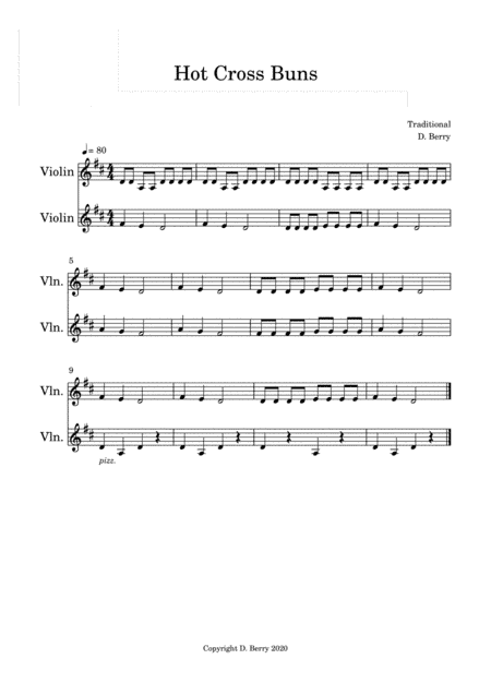 Hot Cross Buns (Easy Violin Duet) (arr. D. Berry)