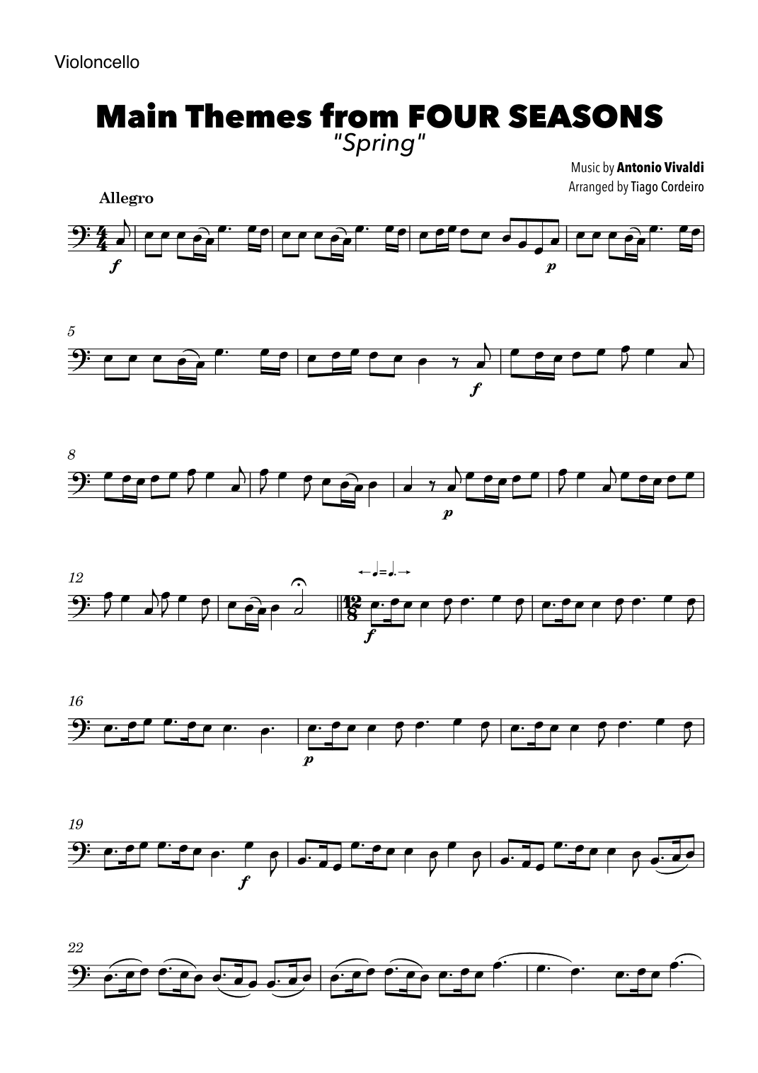 Main Themes from Four Seasons “Spring”   Antonio Vivaldi   Tiago Cordeiro (arr. Tiago Cordeiro)