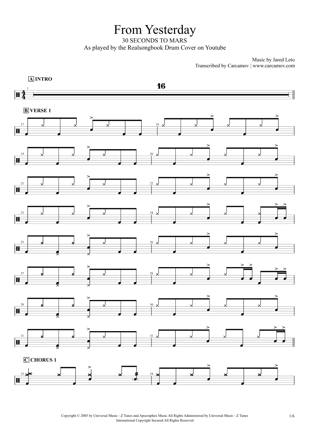 From Yesterday (arr. Realsongbook)