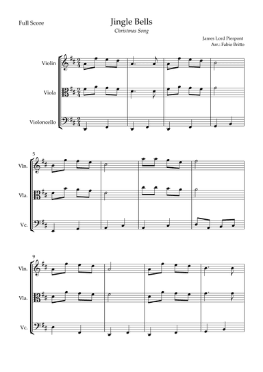 Jingle Bells (Christmas Song) for String Trio (arr. Fabio Britto)