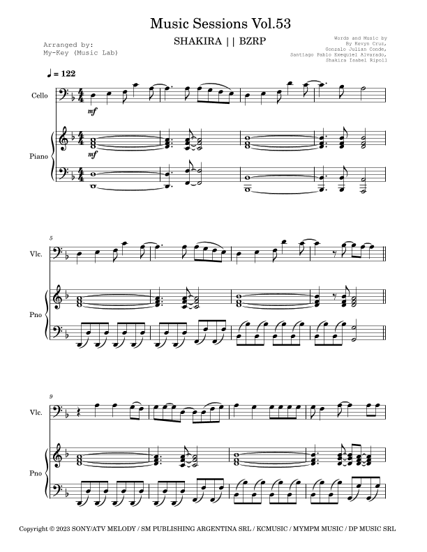 Shakira: Bzrp Music Sessions Vol. 53 (arr. My-Key (Music Lab))