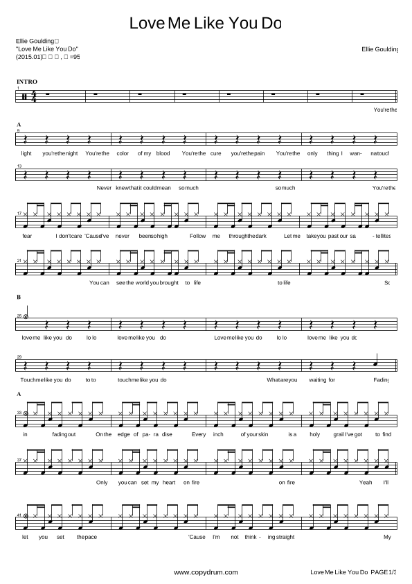 Love Me Like You Do (arr. COPYDRUM)