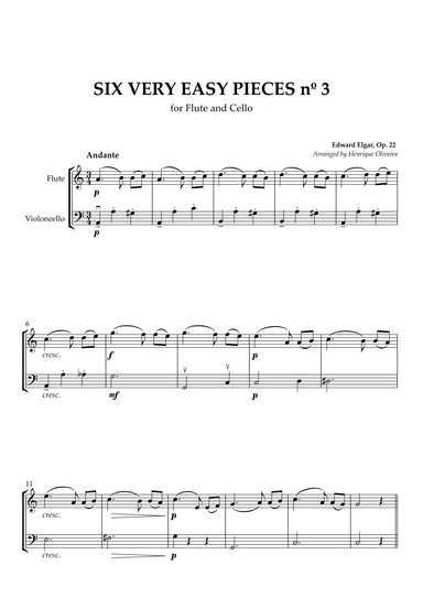 Six Very Easy Pieces nº 3 (Andante) - Flute and Cello (arr. Henrique Oliveira)