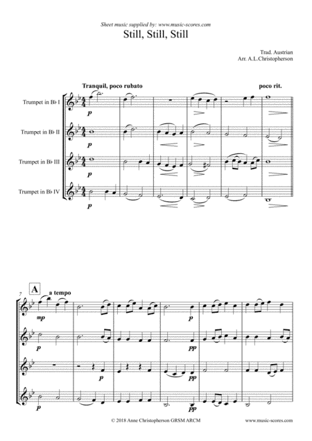 Still, Still, Still - 4 Trumpets (arr. Anne L Christopherson GRSM ARCM)