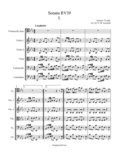 Sonata for Cello RV39 Movement I (arr. Nick Lacanski)