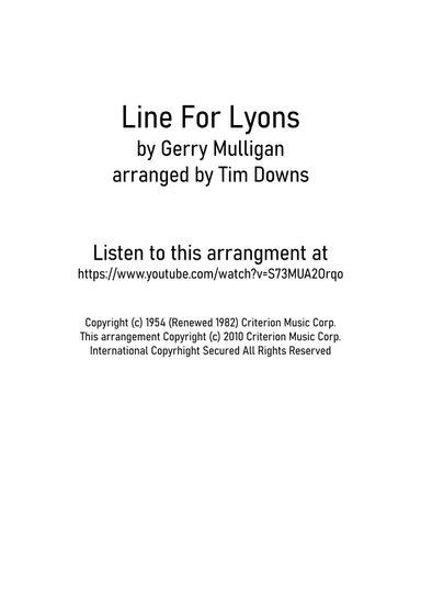 Line For Lyons (arr. Tim Downs)